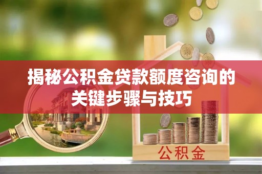西昌揭秘公积金贷款额度咨询的关键步骤与技巧