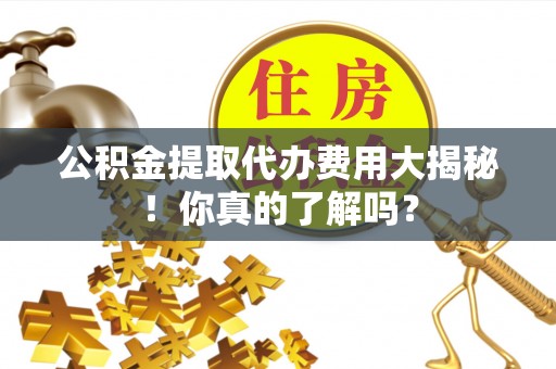 西昌公积金提取代办费用大揭秘！你真的了解吗？