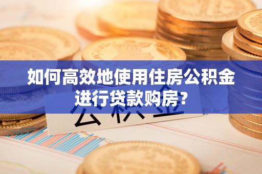 西昌如何高效地使用住房公积金进行贷款购房？